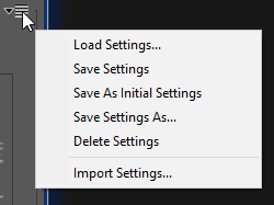 Save, Load, Delete, or Import Predefined Settings
