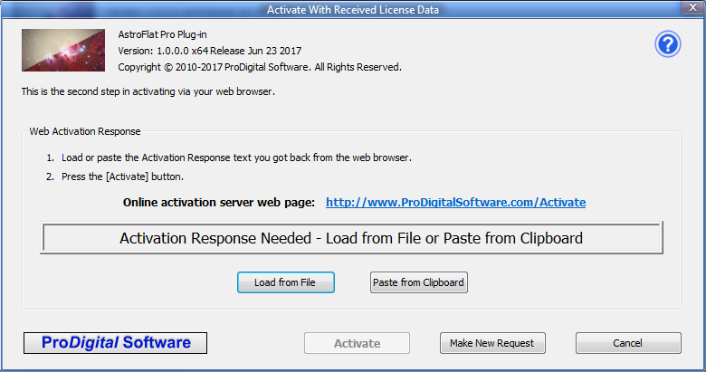 Activate With Received License Data Dialog