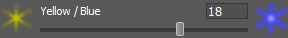 Yellow / Blue Color Adjustment (Y) - Sets the proportion of Blue in the color of the effects you are editing