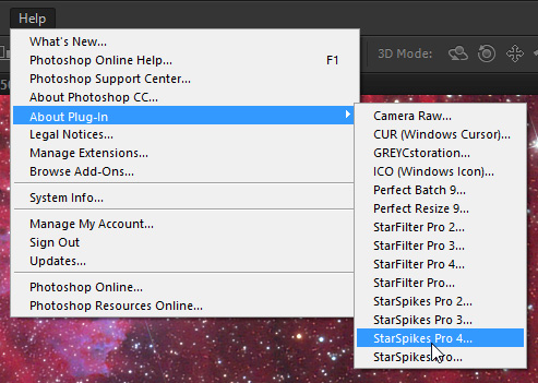 About the plug-in from Photoshop's menus