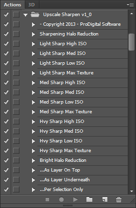 This is what you'll see in the Adobe® Photoshop® Actions panel.